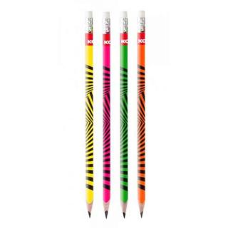 Grafitceruza radírral, HB, háromszögletű, KORES "Neon" - 12db