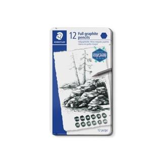 Grafitrúd készlet, fém doboz, hatszögletű, STAEDTLER "Mars Lumograph 100G" 12 különböző keménység