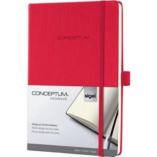 Jegyzetfüzet, exkluzív, A4, vonalas, 97 lap, keményfedeles, SIGEL "Conceptum", piros