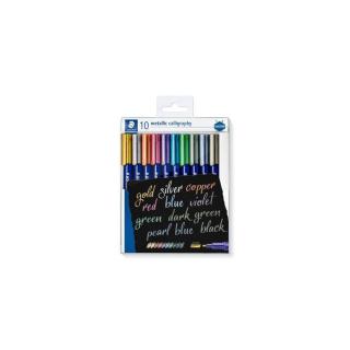 Kalligrafikus marker készlet, STAEDTLER "8325", 10 különböző metál szín