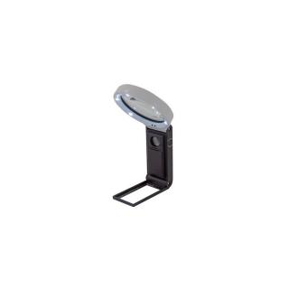 Nagyító, 90 mm, kihajtható állvánnyal, LED fénnyel, WEDO, fekete/fehér
