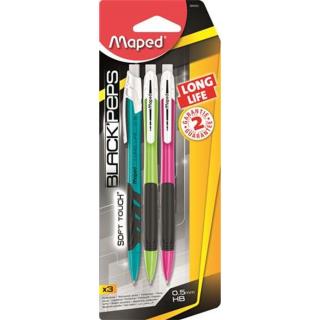 Nyomósirón, 0,5 mm, MAPED "Long Life", vegyes színek - 3db