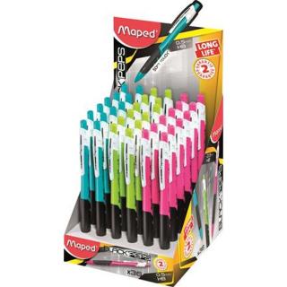 Nyomósirón display, 0,5 mm, MAPED "Long Life", vegyes színek - 36db