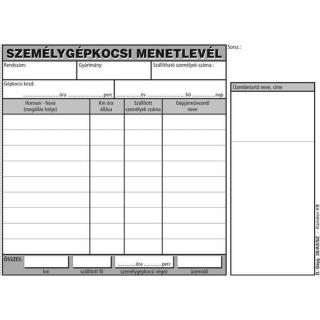 Nyomtatvány, menetlevél, személygépkocsi, 100 lap, A5, fekvő, VICTORIA PAPER, "D.GÉPJ.36." - 10 tömb