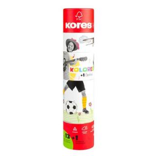 Színes ceruza készlet, háromszögletű, 1 grafittal, 1 hegyezővel, KORES "KOLORES Twist  Turn", 12 különböző szín