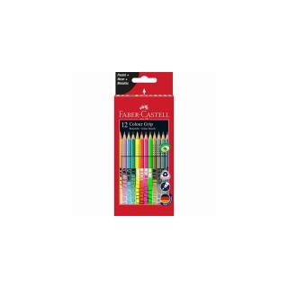 Színes ceruza készlet, háromszögletű, FABER-CASTELL "Colour Grip", 12 különböző szín