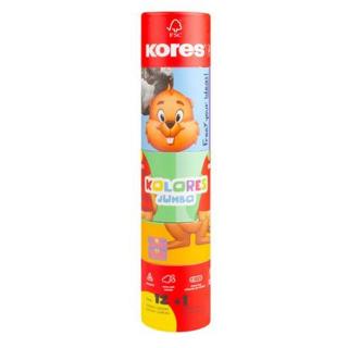 Színes ceruza készlet, háromszögletű, jumbo, 1 hegyezővel, KORES "KOLORES Twist  Turn", 12 különböző szín