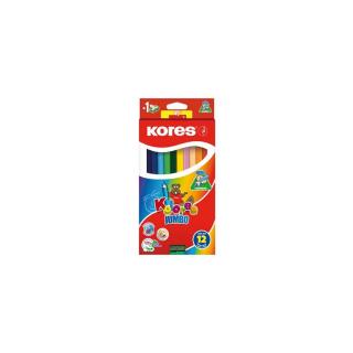 Színes ceruza készlet, háromszögletű, vastag, KORES "Jumbo", 12 különböző szín
