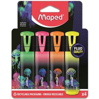 Szövegkiemelő készlet, 1-5 mm, MAPED "Deepsea Paradise Fluo Peps", 4 különböző szín - 4db