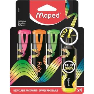 Szövegkiemelő készlet, 1-5 mm, MAPED "Fluo Peps Flex", 4 különböző szín - 4db