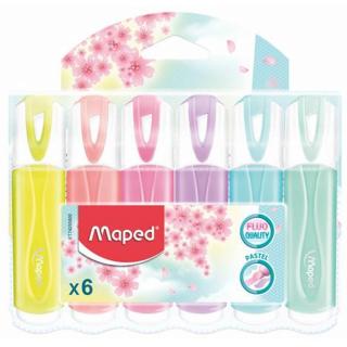 Szövegkiemelő készlet, 1-5 mm, MAPED "Fluo Peps Quality", 6 különböző pasztell szín - 6db