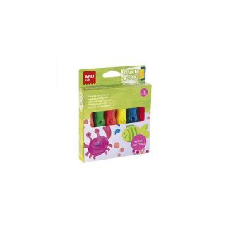 Tempera készlet, ecsetvégű tubusban, APLI Kids "PaintFun", 6 különböző neon szín