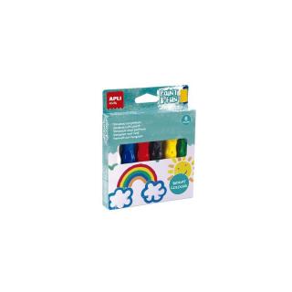 Tempera készlet, ecsetvégű tubusban, APLI Kids "PaintFun", 6 különböző szín