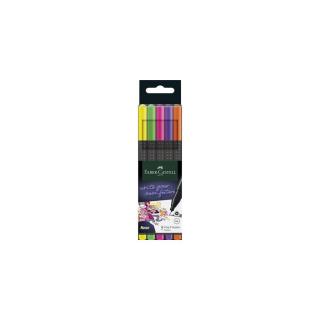 Tűfilc készlet, 0,4 mm, FABER-CASTELL "Grip", 5 különböző neon szín