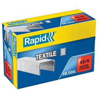 Tűzőkapocs, 43/6, horganyzott, textil, RAPID "Superstrong" - 1000db