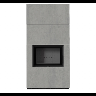 KRATKI FLOKI BOX 8 kW CEMENTO GRIGIO KANDALLÓ KŐ BURKOLATTAL FEKETE BELSŐVEL