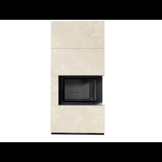 KRATKI FLOKI BOX 8 kW OXIDE BIANCO KANDALLÓ KŐ BURKOLATTAL JOBBOS FEKETE BELSŐVEL