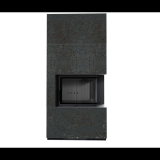 KRATKI FLOKI BOX 8 kW OXIDE NERO KANDALLÓ KŐ BURKOLATTAL JOBBOS FEKETE BELSŐVEL