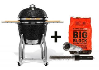 Kamado Chef 22 kerámia grill  Black Dimple (rozsdamentes acél) - Csomagajánlat