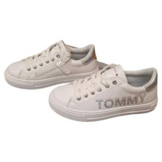 TOMMY HILFIGER fehér lány sneaker cipő, oldalán cipzáras 30-as méret