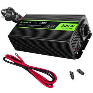 GreenCell 12V 8A akkutöltő+Inverter+szünetmentes UPS 12V 300W