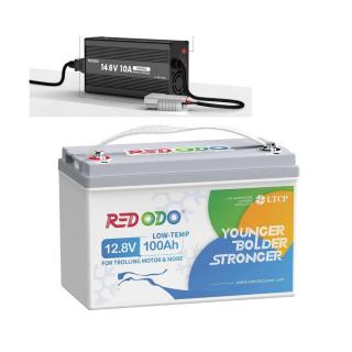 RedOdo 12V 100Ah LiFePO4 LOW_TEMP akku+10A Lifepo4 akkumulátortöltő