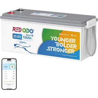 RedOdo 24V 100Ah LiFePO4 Bluetooth munka akkumulátor