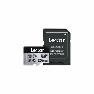 Lexar Professional Silver Plus MicroSDXC memóriakártya 256GB, 205/150 MB/s C10, V30, UHS-I, U3, A2