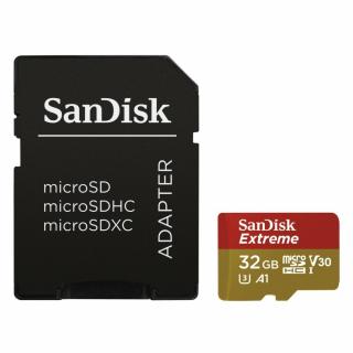 Sandisk MicroSDXC Extreme memóriakártya 32GB, 100/60 MB/s C10, V30, UHS-I, A1