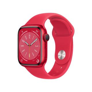 Apple Watch Series 8 GPS, 41 mm-es (TERMÉK) PIROS alumínium tok piros sportpánttal - Normál - MNP73CS/A