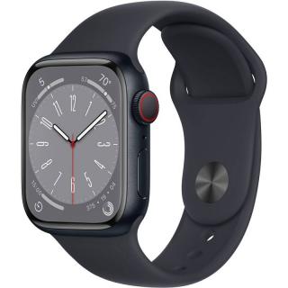 Apple Watch Series 8 GPS+Cellular, 41 mm-es Midnight alumínium tok Midnight sportszíjjal - MNHV3CS/A