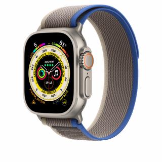 Apple Watch Ultra GPS + cellás, 49 mm-es titán tok - Trail Fabric hurok - kék/szürke
