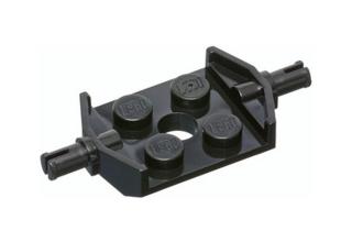 LEGO alaplap módosított, 2 x 2, széles keréktartó csatlakozóval és lyukkal