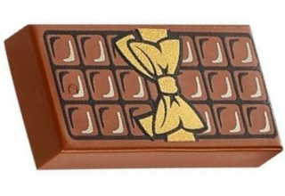 LEGO csempe 1 X 2, dekorált, csokoládé mintával