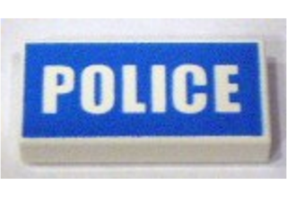 LEGO csempe 1 X 2, dekorált, POLICE felírat mintával