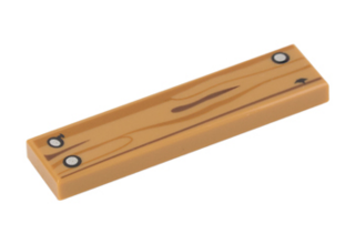 LEGO csempe 1 X 4, dekorált, fa deszka mintával