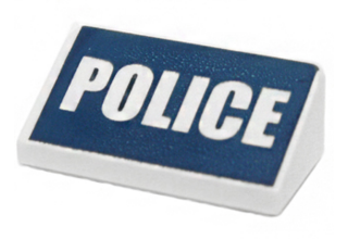 LEGO lejtő 1 x 2 x 2/3, dekorált, POLICE felírat mintával