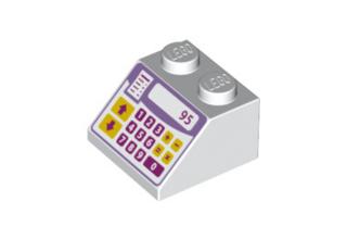 LEGO lejtő 2 x 2, dekorált, pénztárgép mintával