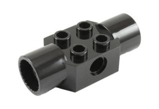 LEGO technic, kocka, módosított, 2 x 2, csatlakozó lyukkal és 2 forgó csatlakozóaljzattal