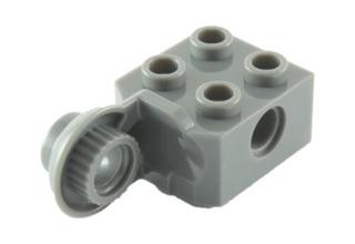 LEGO technic, kocka, módosított, 2 x 2, csatlakozó lyukkal és forgó csatlakozóval (függőleges)
