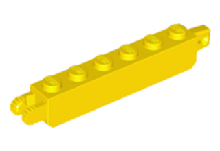 LEGO zsanér kocka, 1 x 6, 1 és 2 függőleges karral a két végén