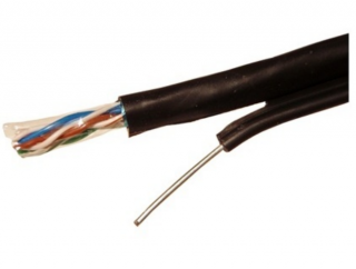 FTP kábel fali CAT5, kültéri időjárásálló, UV álló, acél feszítőszállal 100m-es tekercsben