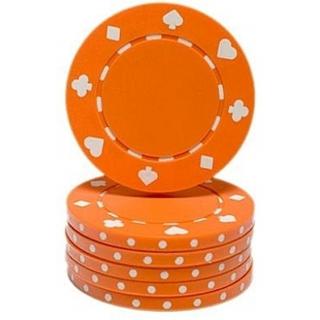 Classic Suited design póker zseton, narancs - 25-pack - csomagolás sérült