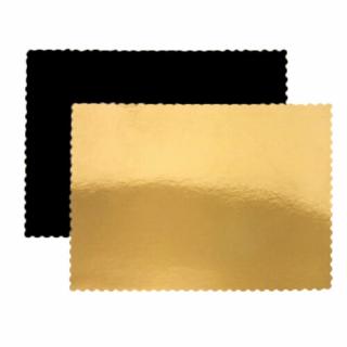 Arany fodros téglalap alakú tortakarton, tortaalátét 30x40cm - két oldalú