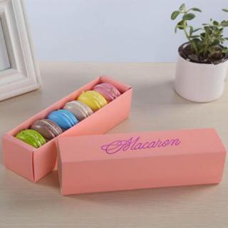 Macaron doboz, kartondoboz - 6 adagos - rózsaszín