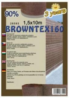 Browntex160 árnyékoló háló 1,5x10m barna 90% belátáskorlátozás 160gr/m2 UV stabil