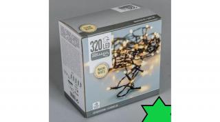 Fényfüzér 320 LED-es programos adapterrel melegfényű 32m