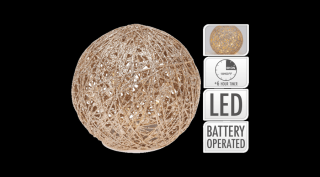 LED-es vessző glitteres arany gömb 20cm