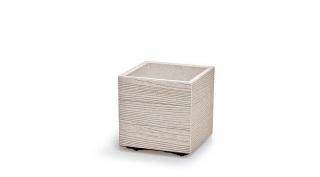 Madera Square ECO Wood Fehér gurulós virágtartó 40cm