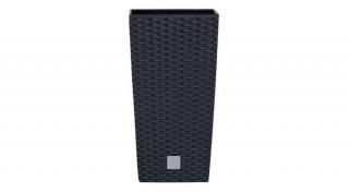 Magasított virágtartó, Rattan Square, antracit, 22cm